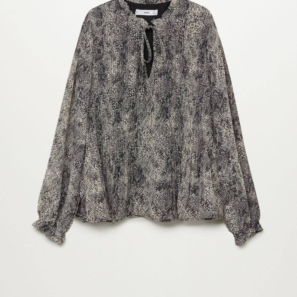 Mango Printed pleated blouse - Size 4 - Picture 4 of 16